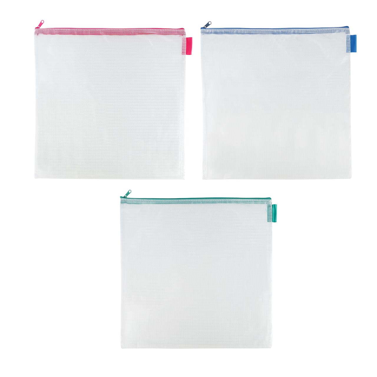 13.5&#x22; Square Mixed Mesh Zipper Pouches by Simply Tidy&#xAE;, 3ct.